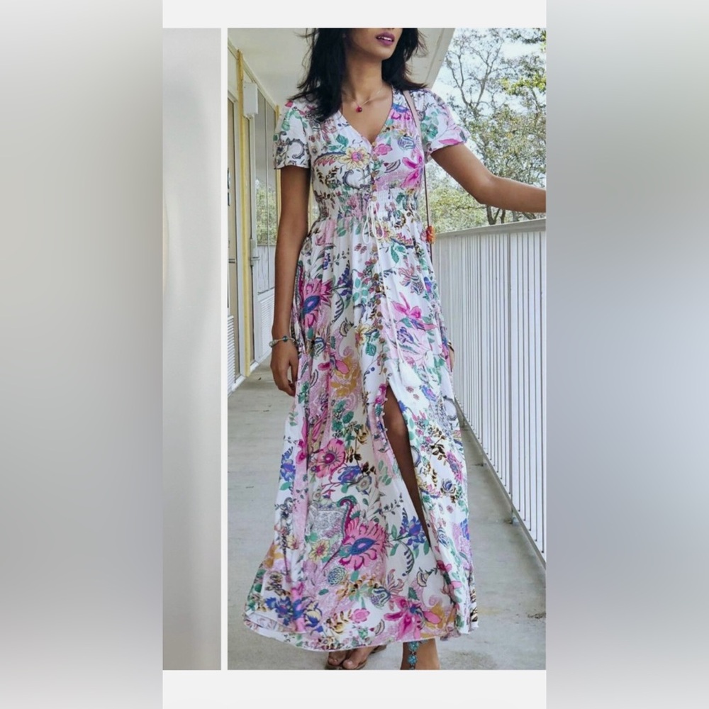 Shein Floral Maxi Dress with buttons
